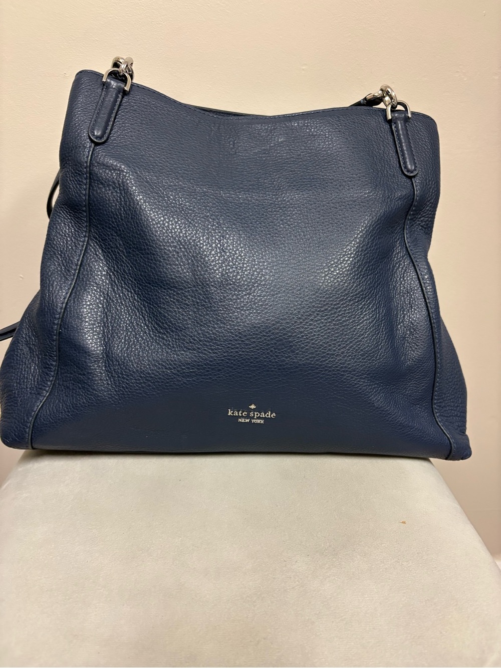 kate spade Navy Pebbled Leather Shoulder Bag